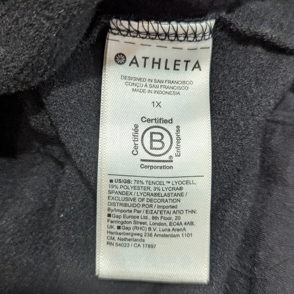Athleta Women's Black Long Sleeve Activewear Fleece Top Sweatshirt Size 1X - Picture 10 of 13